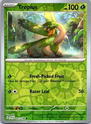 Tropius 007/198 SV01: Scarlet & Violet Base Set Common Reverse Holofoil NM