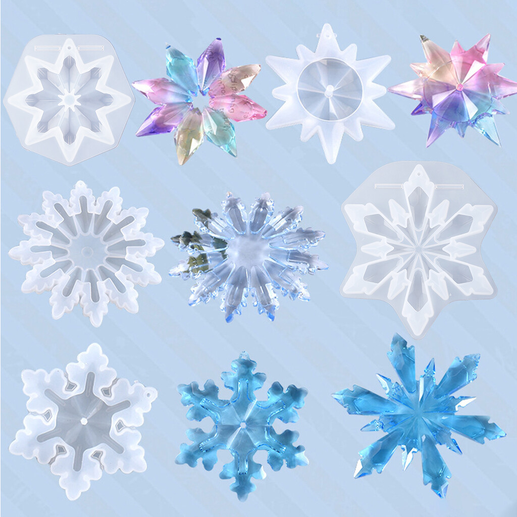Crystal Epoxy Resin Mold Christmas Ornaments Snowflake Pendant Silicone Mould