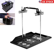 Car Battery Hold Down Tray Kit Storage Battery Holder Adjustable Bracket Clamp