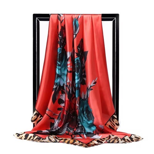 Luxury Satin Silk Square Scarf – Floral Print Hair & Neck Scarf for Women - Picture 2 of 9