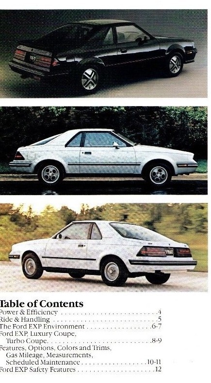 1984 FORD EXP Brochure / Pamphlet with Color Chart : TURBO Coupe