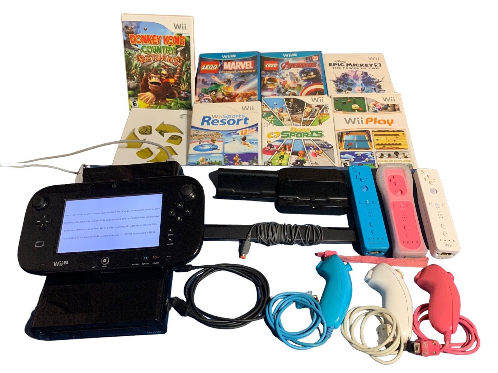 READ LISTING! Nintendo Wii U Deluxe 32GB Black System Console+CHOOSE 1 GAME  USA 709009997532