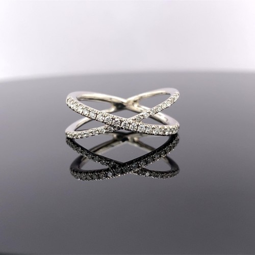 Roberto Coin 18k White Gold 0.29Ctw Diamond Crossover X Ring $2000 Retail