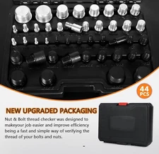 44PCS Inch & Metric Set Nut & Bolt Thread Checker Identifier Thread Gauges Box