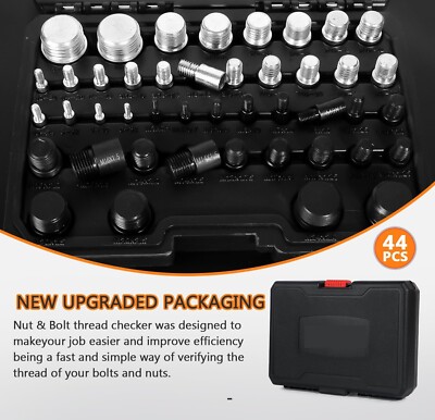 44PCS Inch & Metric Set Nut & Bolt Thread Checker Identifier Thread Gauges Box