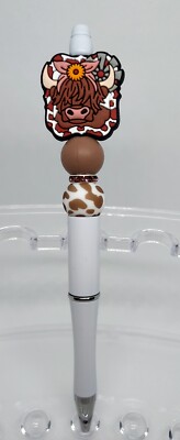 Adorable Cow Beaded Pen Black Ink Refillable - Free Refill