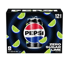 12 Cans Of Pepsi Lime Soft Drink Zero Sugar 355ml / 12 fl oz Each