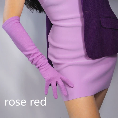 Damen Wolle Kaschmir Handschuhe Handgelenk Lang Abend Oper Party Schwarz Rot Retro Grün - Bild 16 von 31