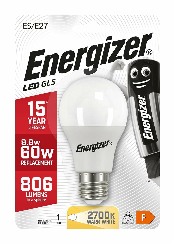 2X ENERGIZER LED PEARL BULBS E27 (GLS) 8.8W=60W (2,700 WARM WHITE) S8705