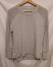 Max Studio Performance Top XS Heather Gray Hi Low Hem Mesh