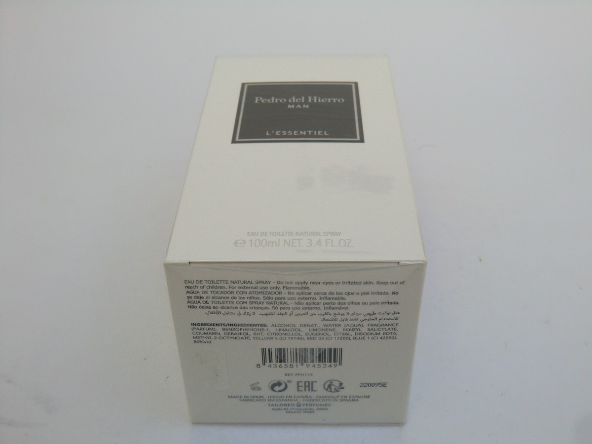 Pedro Del Hierro MAN L'Essentiel EDT Nat Spray 100ml Oz BNIB