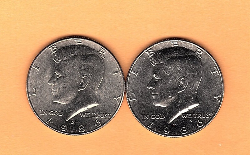 1986 P-D .50 Cents Kennedy Half Dollars, Two Very, Very nice coins