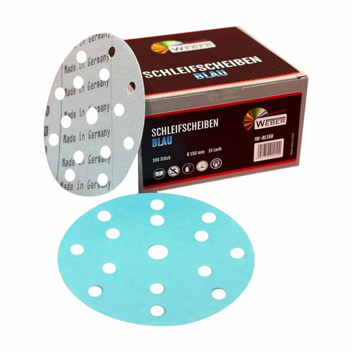 20 Stück Exzenter Schleifscheiben 150 Mm, P100 Körnung, 15-Loch, Grün (Klett-Haftung) Für Metall, Holz & Lack