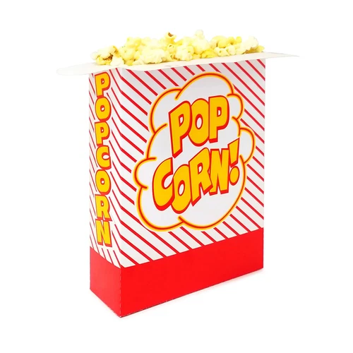 Gold Medal Red Striped Popcorn Boxes with Fold-up Lids Supplies 1.8oz 500 Pack