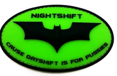 Polizei Nightshift fluorescent Rubber Klett Patch Nachtdienst