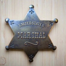 US Marshal Solid Brass Star Badge With Solder...