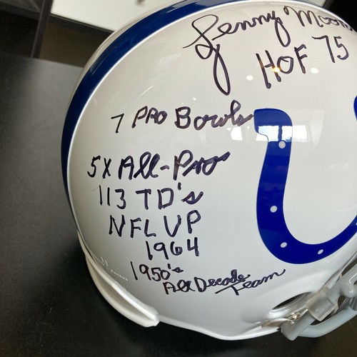 Lenny Moore Signed Heavily Inscribed Career STATS Baltimore Colts Helmet JSA COA - Picture 5 of 10