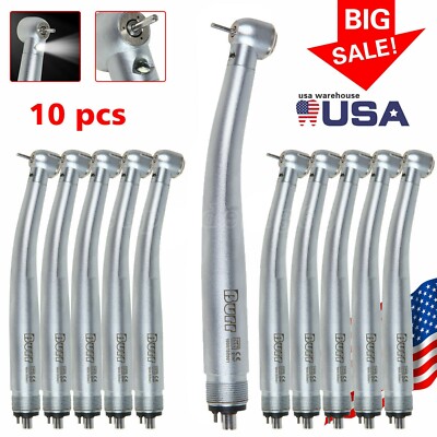 10 X NSK Style Dental LED Handpiece High Speed E-generator 3-Way Spray 4 Holes