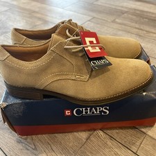 CHAPS Vandale Men's Shoes Taupe Suede Leather Oxfords Lace Up Size 8.5 Med NEW