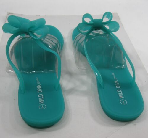 Nuevo WILD DIVA Verde Verano Playa Retro T-STRAP Jaleas Jalea Sandalia MUJERES Talla 7 - Imagen 3 de 4