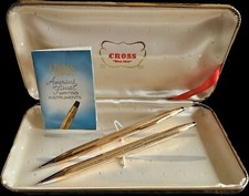 Vintage Cross 14kt Gold Filled Ballpoint Pen  Pencil Set in Original Case