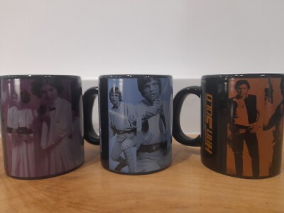 Vintage Star Wars Expresso Kaffeetassen Lucas Film Ltd. Leia, Hans Solo & Skyw x3