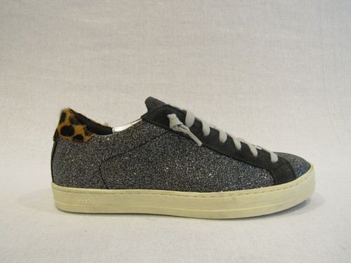 P448 JOHN-W sneakers donna tessuto nero e brillantini con retro leopardato  | eBay