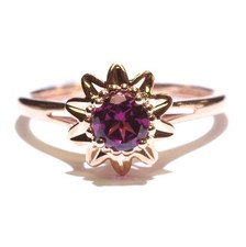 New 10k rose gold Natural round Rhodolite Garnet gemstone ring 2.3g ladies 