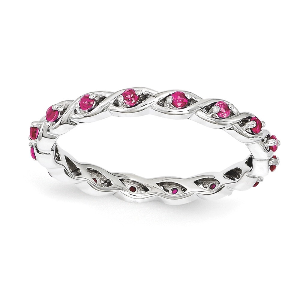 Sterling Silver Stackable Expressions Created Ruby Twist Eternity Ring Sterling Silver Stackable Expressions Created Ruby Twist Eternity Ring