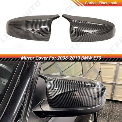 BMW 2007-2013 X5 X6 E70 E71 M Style Carbon Fiber Look Side Mirror Cover Caps