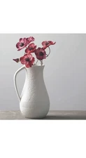 Sullivans Ceramic Vase, White Pitcher with Handle, 10" CM3118