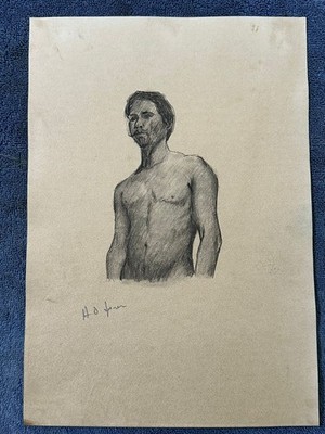 Henry Ossawa Tanner drawing and painting on old paper signed stamped vintage