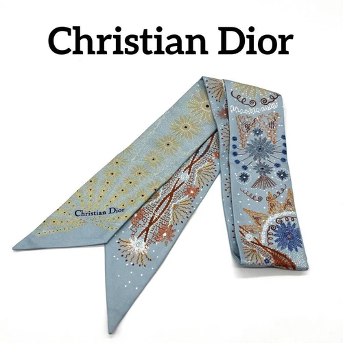 Christian Dior Mitzah Foulard Bleu 100% Soie Accessoire Mode pour Femme