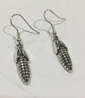 Corn Charm Earrings , Silver Food Vegetable Fruit Produce Chef Cook Diet Fresh — photo 1