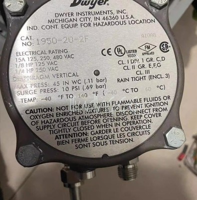 1PC New Dwyer 114037-06 1950-20-2F Differential pressure switch