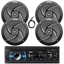 Pyle 1-Din Marine MP3/CD Receiver, 4x 5.25" 180W Max Slim Style Speakers