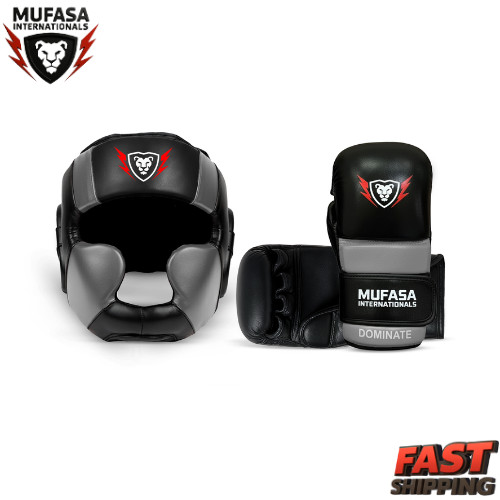 Juego de guantes y protectores para la cabeza de palma abierta de cuero de vaca Mufasa Internationals