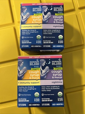 CASE OF 2 Mommy's Bliss Organic Baby Cough Syrup & Mucus Day Night 4 Month 10/26