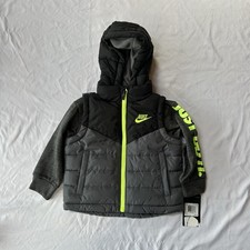Nike Hooded Jacket 76G481 Toddler Boy Size 2T NWT Gray Black Neon