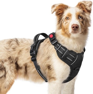Hochwertiges Hundegeschirr für mittelgroße Hunde, Schwarz, Verstellbar, Anti-...