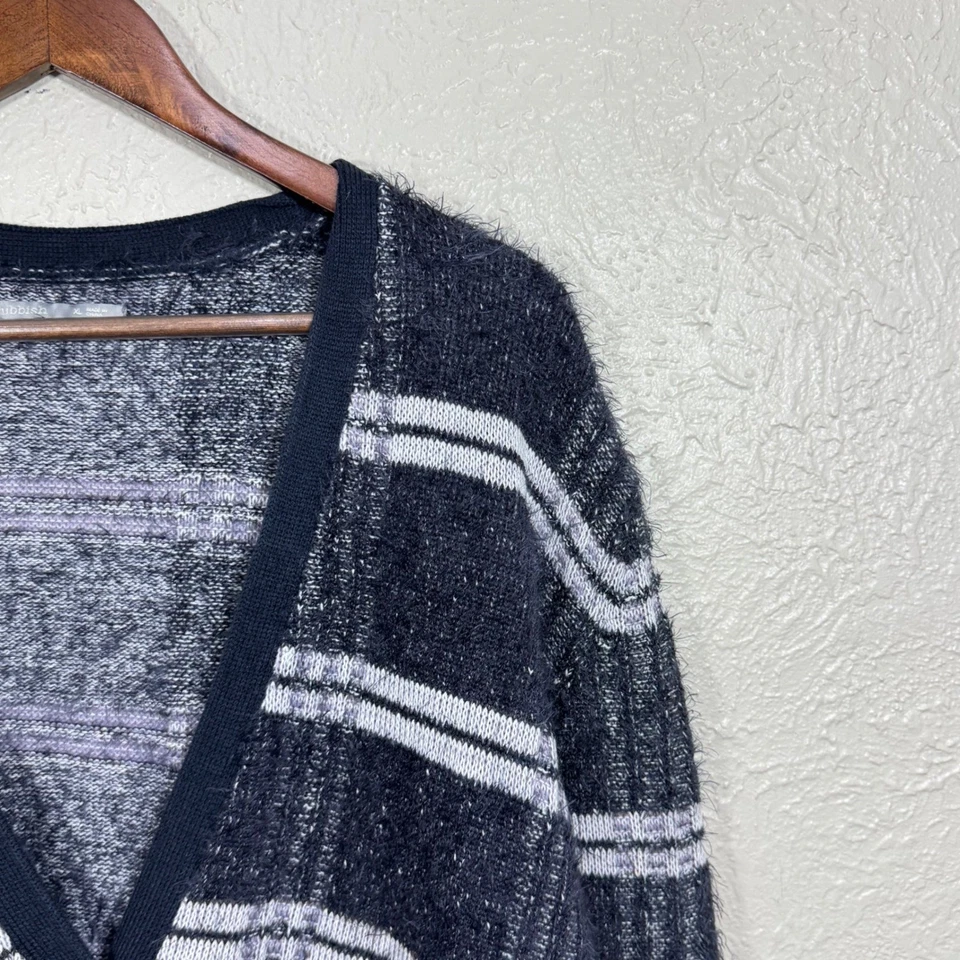 Cárdigan Basura Suéter XL Grueso Difuso Suave Nylon Azul Marino Lagenlook Artístico Lujo Foto 3 de 4