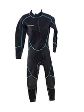 SeaSkin Neoprene Full Body Wetsuit With Kneepad Reinforcement Black Blue Stitc