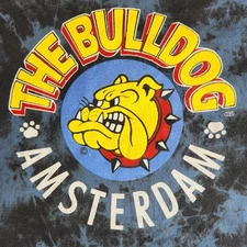 The Bulldog Amsterdam Vintage Cannabis Coffee Shop Weed Lrg Blue Tie-Dye T-Shirt
