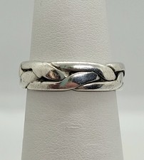 Artisan Woven Braided Sterling Silver Ring Sz 5 Unisex Band