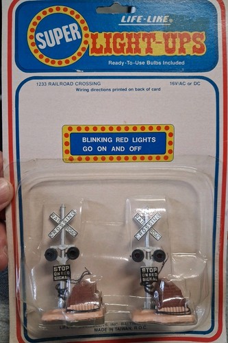 Paquete de 2 señales de ferrocarril iluminadas escala ho real vintage 3" #1233 nos sellado  | Condition: New