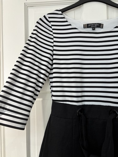 Principles Women's Black And White Striped Flared Dress Size 10 - Picture 4 of 9