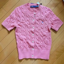 Polo Ralph Lauren Pink Cable Knit Short Sleeve Cardigan XS New Women's Fashion