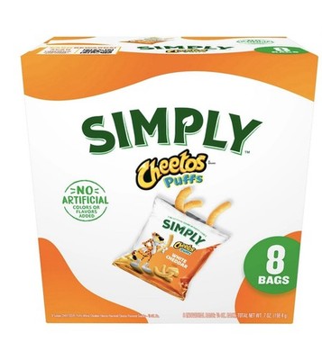 Cheetos Simply Puffs Cheese White Cheddar Flavored Snacks, 8 Count...