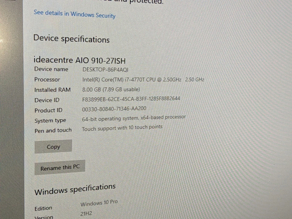 HP Envy Recline 23 All In One PC Touchsmart Beats-  i7, 8Gb Ram, 1TB HDD - Win10 - Image 3 of 4