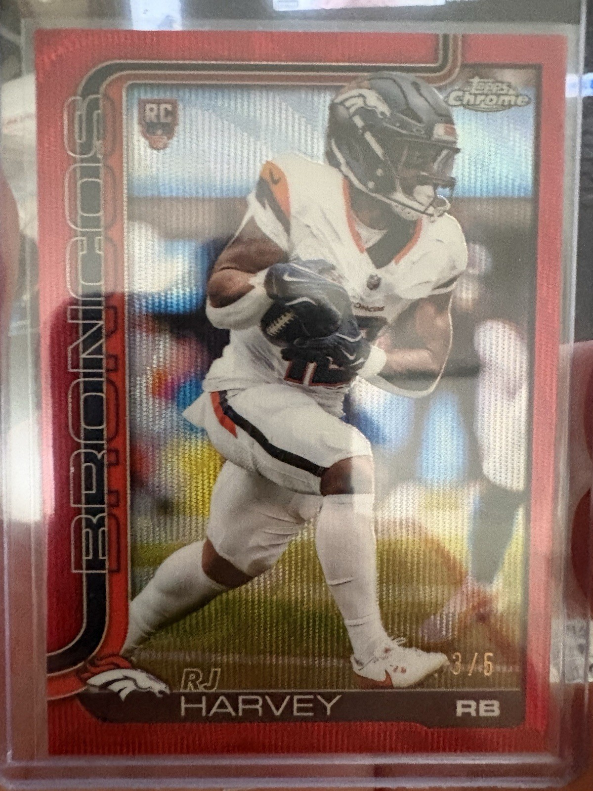 2025 Topps Chrome - Rookies RJ Harvey Red RayWave Refractor (RC) /5